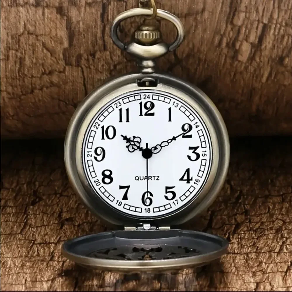 Dad Pocket Watch Antique Bronze Quartz Chain Father’s Day Gift Vintage Style